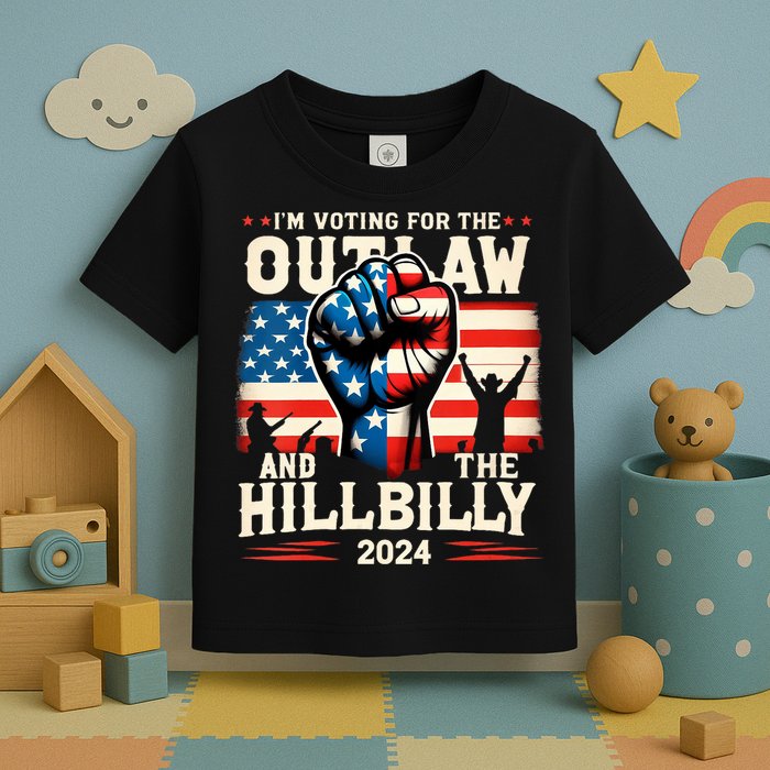 Im Voting For The Outlaw And The Hillbilly 2024 Us Flag Toddler T-Shirt