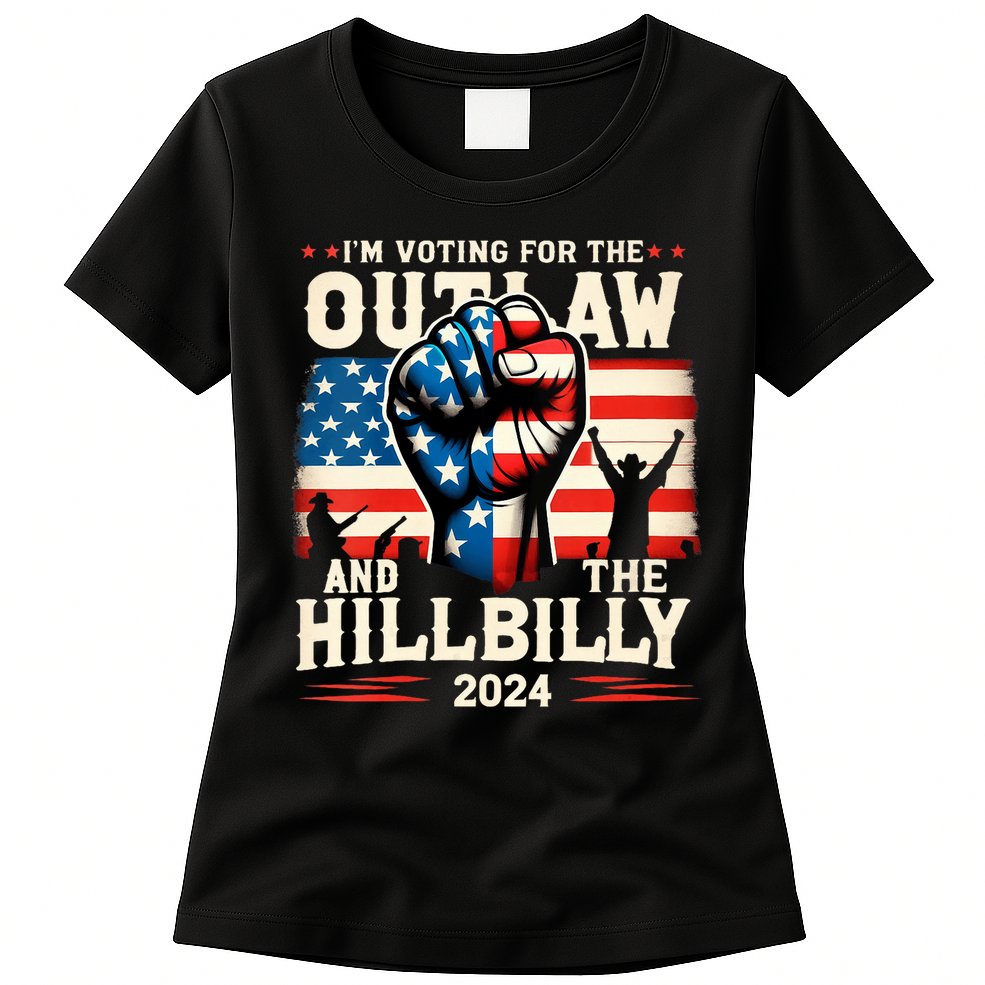 Im Voting For The Outlaw And The Hillbilly 2024 Us Flag Womens T-Shirt