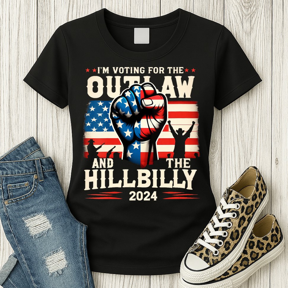 Im Voting For The Outlaw And The Hillbilly 2024 Us Flag Womens T-Shirt