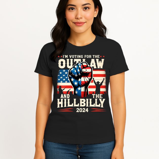 Im Voting For The Outlaw And The Hillbilly 2024 Us Flag Womens T-Shirt