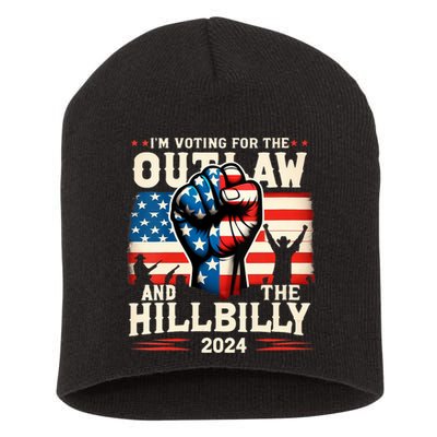Im Voting For The Outlaw And The Hillbilly 2024 Us Flag Short Acrylic Beanie