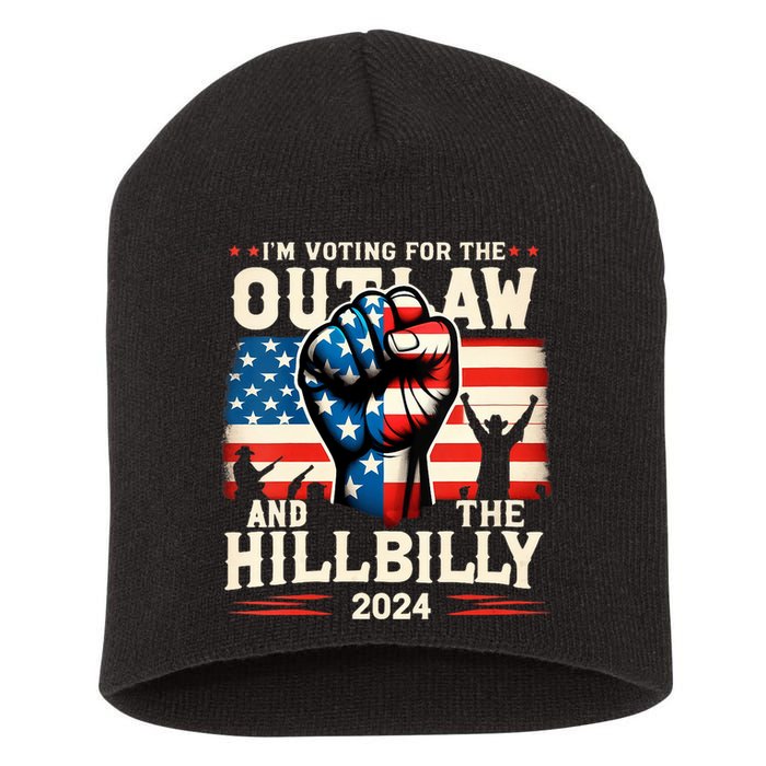 Im Voting For The Outlaw And The Hillbilly 2024 Us Flag Short Acrylic Beanie