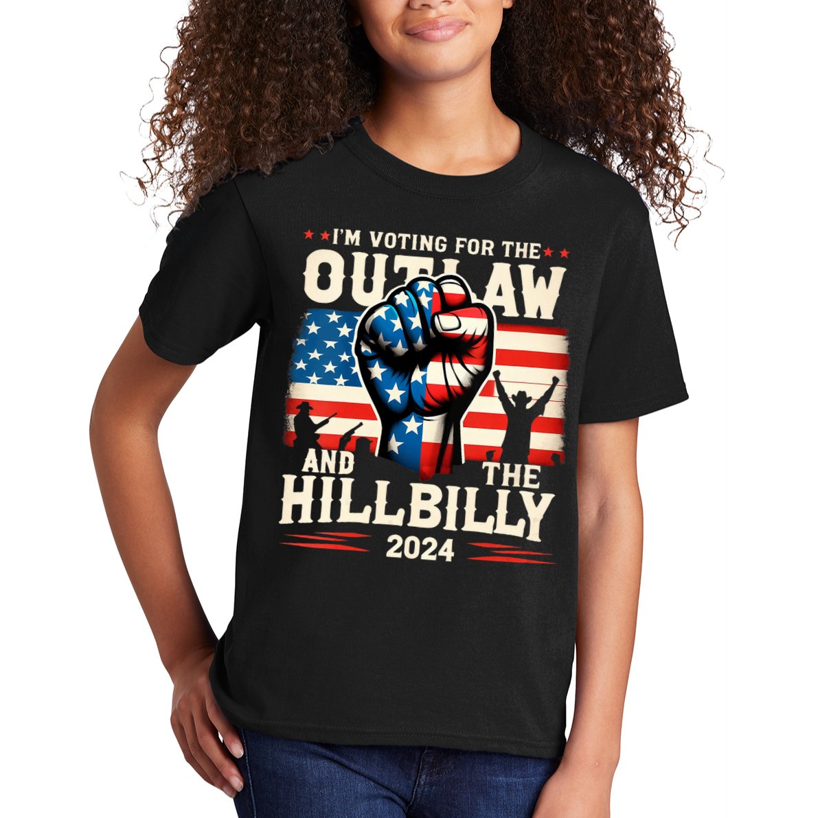 Im Voting For The Outlaw And The Hillbilly 2024 Us Flag Kids T-Shirt