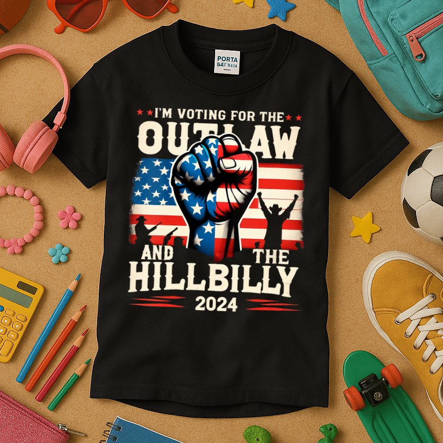 Im Voting For The Outlaw And The Hillbilly 2024 Us Flag Kids T-Shirt