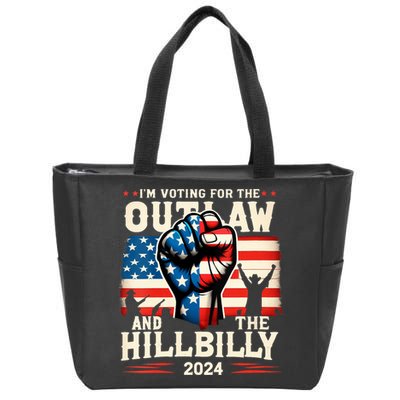 Im Voting For The Outlaw And The Hillbilly 2024 Us Flag Zip Tote Bag