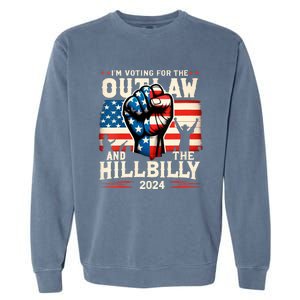 Im Voting For The Outlaw And The Hillbilly 2024 Us Flag Garment-Dyed Sweatshirt