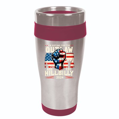 Im Voting For The Outlaw And The Hillbilly 2024 Us Flag 16oz Travel Tumbler