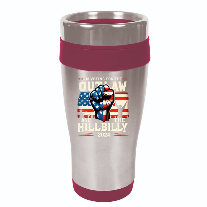 Im Voting For The Outlaw And The Hillbilly 2024 Us Flag 16oz Travel Tumbler