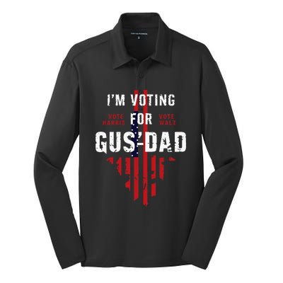 IM Voting For Gus Dad Silk Touch Performance Long Sleeve Polo