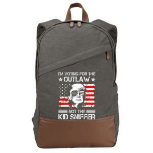 IM Voting For The Outlaw Not The Ki.D Sniffer Trump 2024 Cotton Canvas Backpack