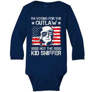 IM Voting For The Outlaw Not The Ki.D Sniffer Trump 2024 Baby Long Sleeve Bodysuit