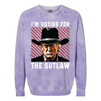 Im Voting For The Outlaw Wanted For President Trump 2024 Colorblast Crewneck Sweatshirt