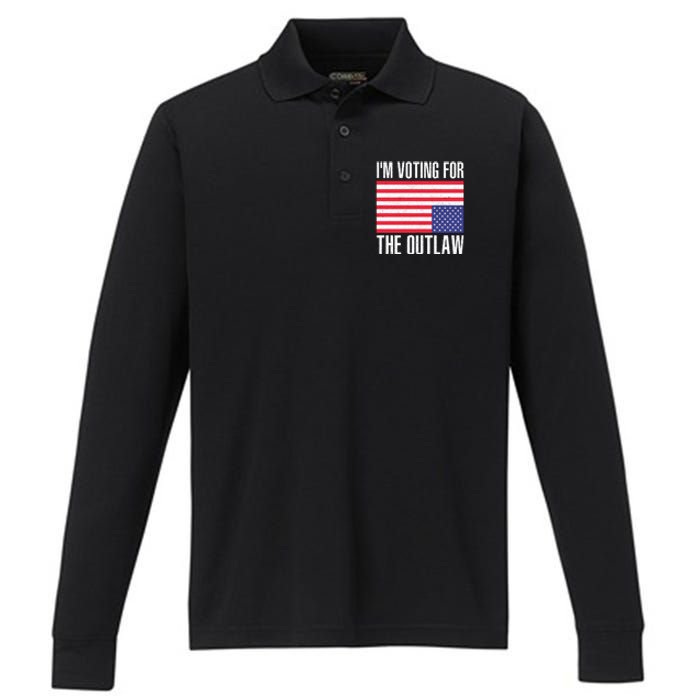 Im Voting For The Outlaw Trump 2024 Performance Long Sleeve Polo