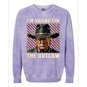 IM Voting For The Outlaw Wanted For President Trump 2024 Colorblast Crewneck Sweatshirt