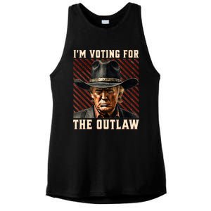 IM Voting For The Outlaw Wanted For President Trump 2024 Ladies PosiCharge Tri-Blend Wicking Tank