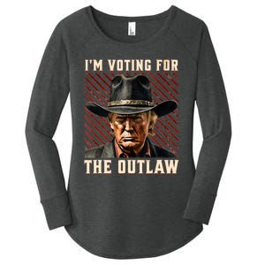 IM Voting For The Outlaw Wanted For President Trump 2024 Women's Perfect Tri Tunic Long Sleeve Shirt