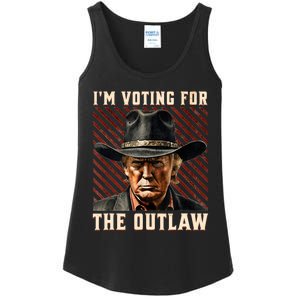 IM Voting For The Outlaw Wanted For President Trump 2024 Ladies Essential Tank