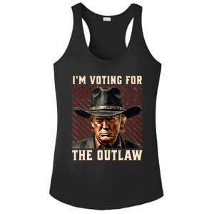 IM Voting For The Outlaw Wanted For President Trump 2024 Ladies PosiCharge Competitor Racerback Tank