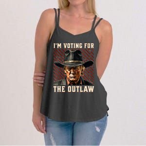 IM Voting For The Outlaw Wanted For President Trump 2024 Women's Strappy Tank