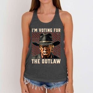 IM Voting For The Outlaw Wanted For President Trump 2024 Women's Knotted Racerback Tank