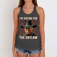 IM Voting For The Outlaw Wanted For President Trump 2024 Women's Knotted Racerback Tank