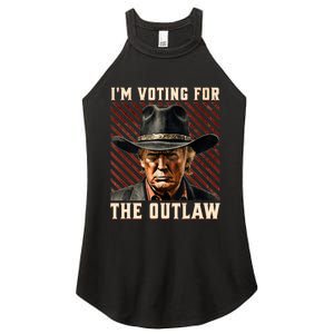 IM Voting For The Outlaw Wanted For President Trump 2024 Women's Perfect Tri Rocker Tank