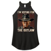 IM Voting For The Outlaw Wanted For President Trump 2024 Women's Perfect Tri Rocker Tank