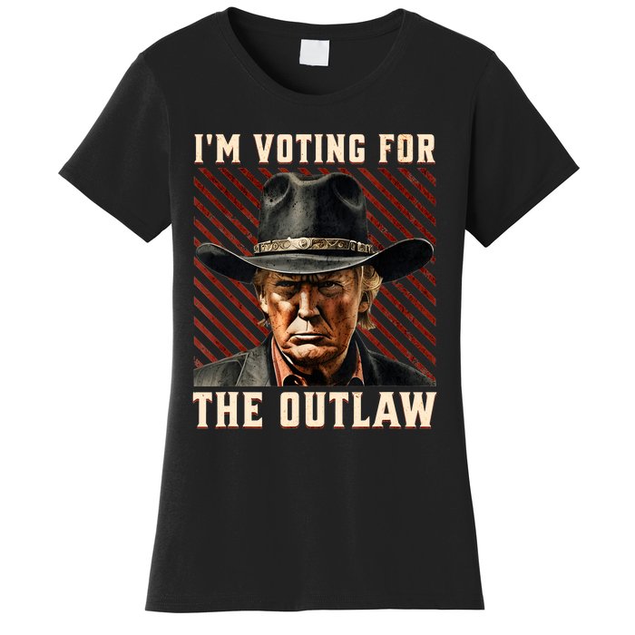 IM Voting For The Outlaw Wanted For President Trump 2024 Women's T-Shirt