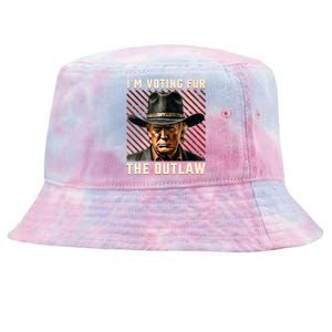 IM Voting For The Outlaw Wanted For President Trump 2024 Tie-Dyed Bucket Hat