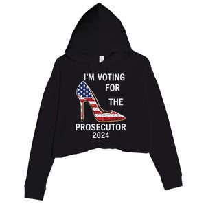 Im Voting For The Prosecutor High Heel Stilettos Us Flag Crop Fleece Hoodie