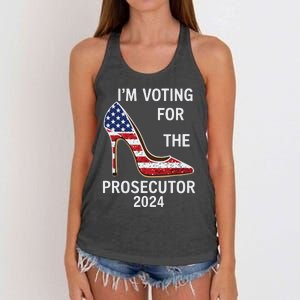 Im Voting For The Prosecutor High Heel Stilettos Us Flag Women's Knotted Racerback Tank