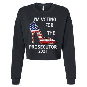 Im Voting For The Prosecutor High Heel Stilettos Us Flag Cropped Pullover Crew