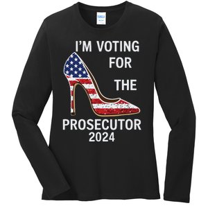 Im Voting For The Prosecutor High Heel Stilettos Us Flag Ladies Long Sleeve Shirt