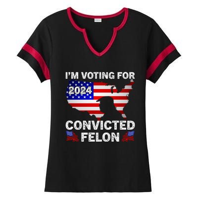 Im Voting For The Convicted Felon Trump 2024 Ladies Halftime Notch Neck Tee