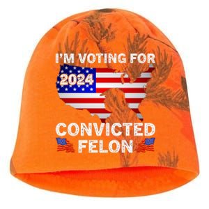 Im Voting For The Convicted Felon Trump 2024 Kati - Camo Knit Beanie