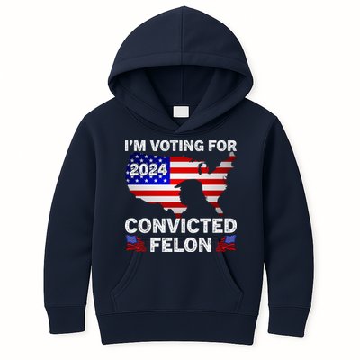 Im Voting For The Convicted Felon Trump 2024 Kids Hoodie