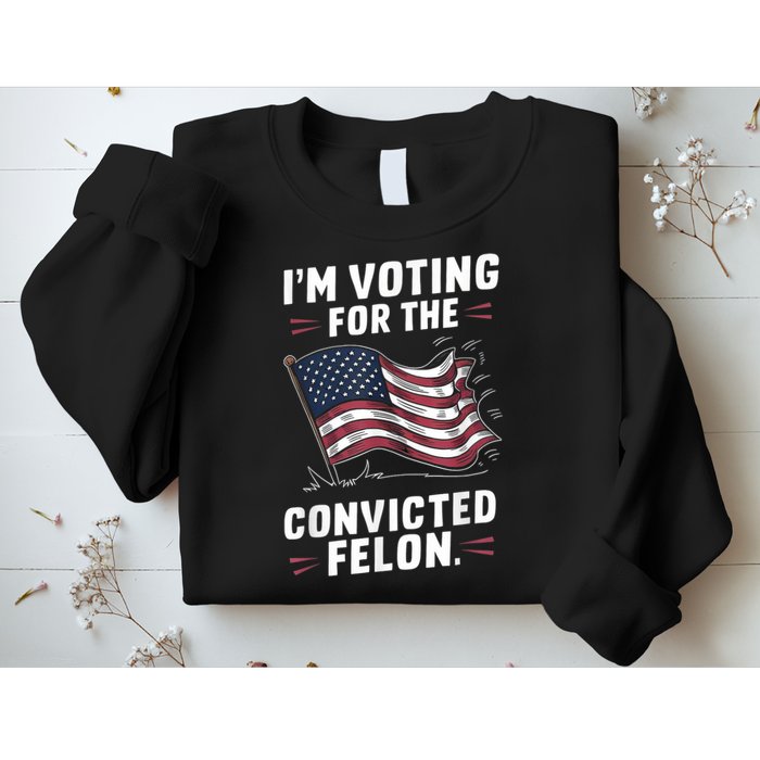 Im Voting For A Felon In 2024 Us Flag Convicted Felon Sweatshirt
