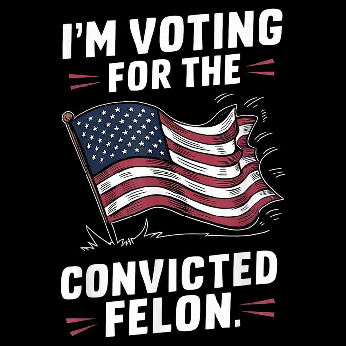 Im Voting For A Felon In 2024 Us Flag Convicted Felon Drawstring Bag