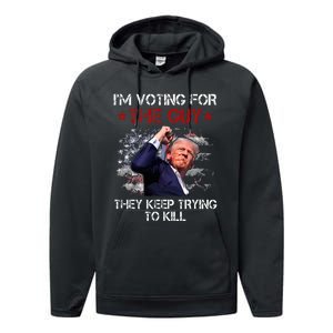 IM Voting For The Guy They Keep Trying To Kill 2024 Us Flag Performance Fleece Hoodie