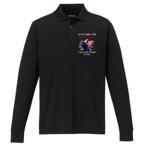 IM Voting For The Guy They Keep Trying To Kill 2024 Us Flag Performance Long Sleeve Polo