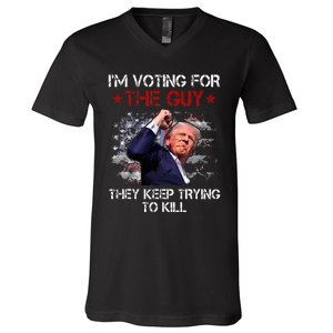 IM Voting For The Guy They Keep Trying To Kill 2024 Us Flag V-Neck T-Shirt