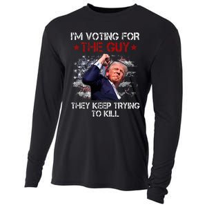 IM Voting For The Guy They Keep Trying To Kill 2024 Us Flag Cooling Performance Long Sleeve Crew