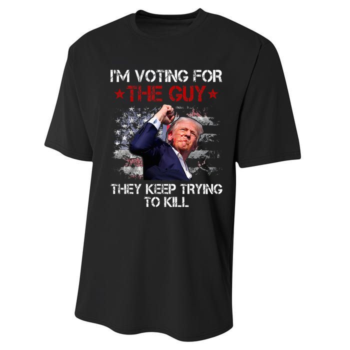 IM Voting For The Guy They Keep Trying To Kill 2024 Us Flag Performance Sprint T-Shirt