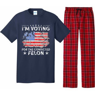 IM Voting For The Convicted Felon Funny Retro American Flag Pajama Set