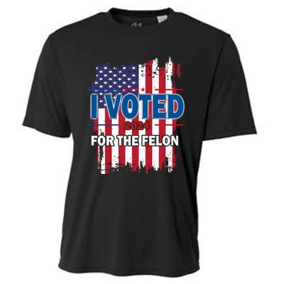 I Voted For The Felon; Funny Republican Trump 2024 I Voted Cooling Performance Crew T-Shirt