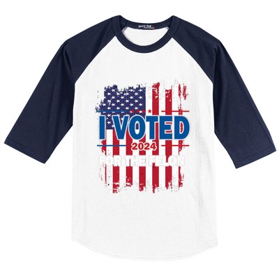 I Voted For The Felon; Funny Republican Trump 2024 I Voted Baseball Sleeve Shirt