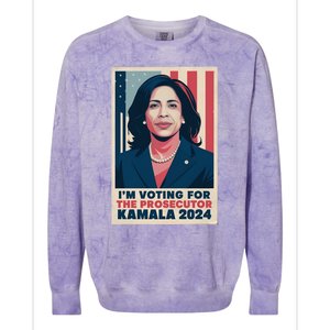 Im Voting For The Prosecutor Kamala 2024 Usa Flag Background Colorblast Crewneck Sweatshirt