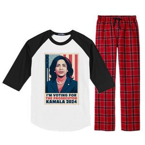 Im Voting For The Prosecutor Kamala 2024 Usa Flag Background Raglan Sleeve Pajama Set