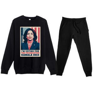 Im Voting For The Prosecutor Kamala 2024 Usa Flag Background Premium Crewneck Sweatsuit Set