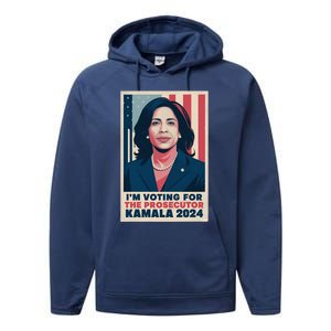 Im Voting For The Prosecutor Kamala 2024 Usa Flag Background Performance Fleece Hoodie